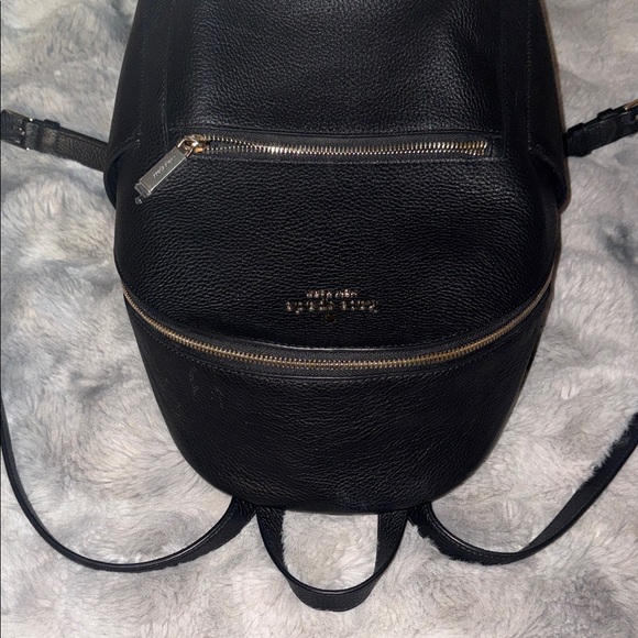 Kate Spade Black Pebbled Leather Mini Backpack with Gold Logo ♠️ main image 5